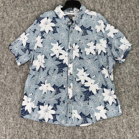 Eddie Bauer Other - Eddie Bauer Shirt Mens 2XL Green Button Collar Short Sleeve Floral Hawaiian